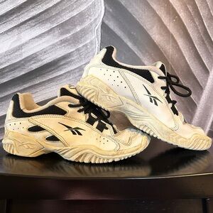 Vintage 90s Reebok Sneakers Sz 5 RA 706 PYE White Black Green Low Top